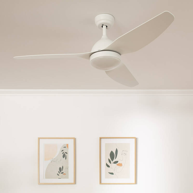 Immagine di Ventilatore LED da Soffitto Esterni Woolworth Bianco 127cm Motore DC 