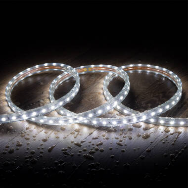 LED Strip 220 AC 60 LED/m Koel Wit IP 65 op Maat In te korten om de 100cm en 14 mm Breed