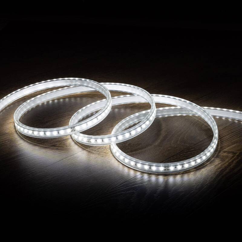 Immagine di Striscia LED 220V AC 100 LED/m Bianco Freddo IP67 su Misura Larghezza 14mm Taglio ogni 25cm