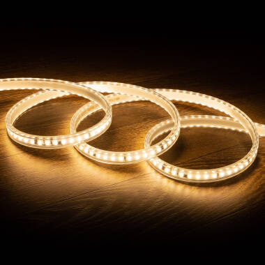 LED Strip Zelfregulerend Dimbaar 220V AC 120 LED/m Warm wit IP65 in te korten om de 10 cm Breedte 14mm