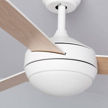 Immagine di Ventilatore LED da Soffitto Navy Bianco Legno 107cm Motore DC