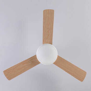 Immagine di Ventilatore LED da Soffitto Navy Bianco Legno 107cm Motore DC