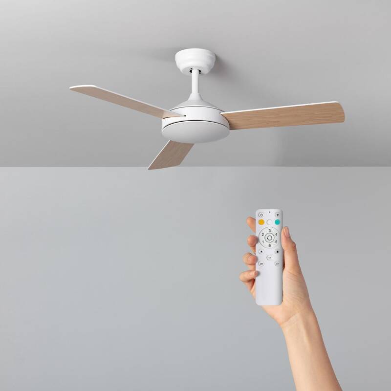Immagine di Ventiladore da Soffitto per Esterni Navy Bianco Legno 107cm Motore DC