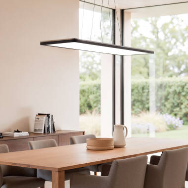 Image de Suspension LED 24W Rectangulaire SwitchCCT Sélectionnable 580X200 mm Double Face Noir