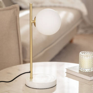 Lampe à Poser Métal et Verre Lune