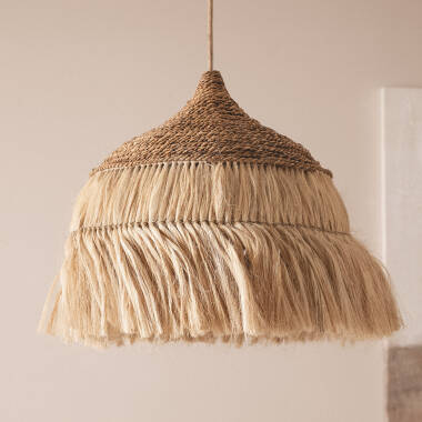 Kempo Wari Rattan & Ramie Pendant Lamp ILUZZIA