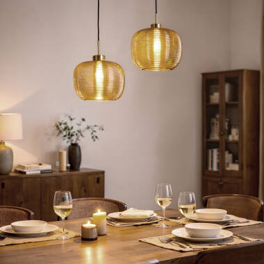 Bild von Pendelleuchte Metall auf Glas Beryl