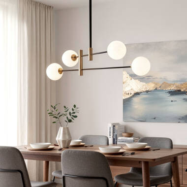 Lampa Wisząca z Metalu i Szkła Bull 4