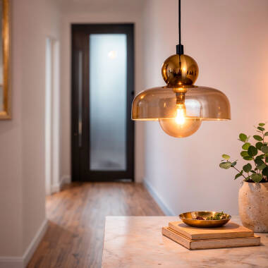 Bild von Pendelleuchte Metall und Glas Cailin