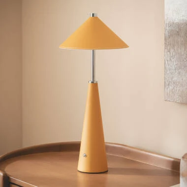 Tyu Tule Leather & Metal Portable LED Table Lamp with USB Rechargeable Battery