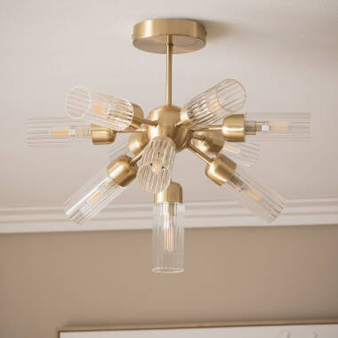 Iraide 10 Spotlight Metal & Glass Ceiling Lamp