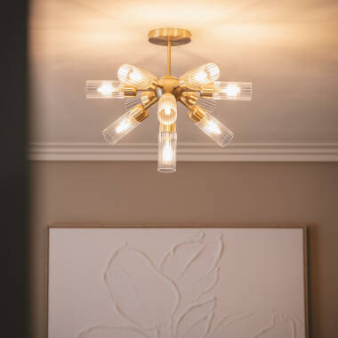 Immagine di Lampada da Soffitto Metallo e Vetro 10 Lampadine Iraide