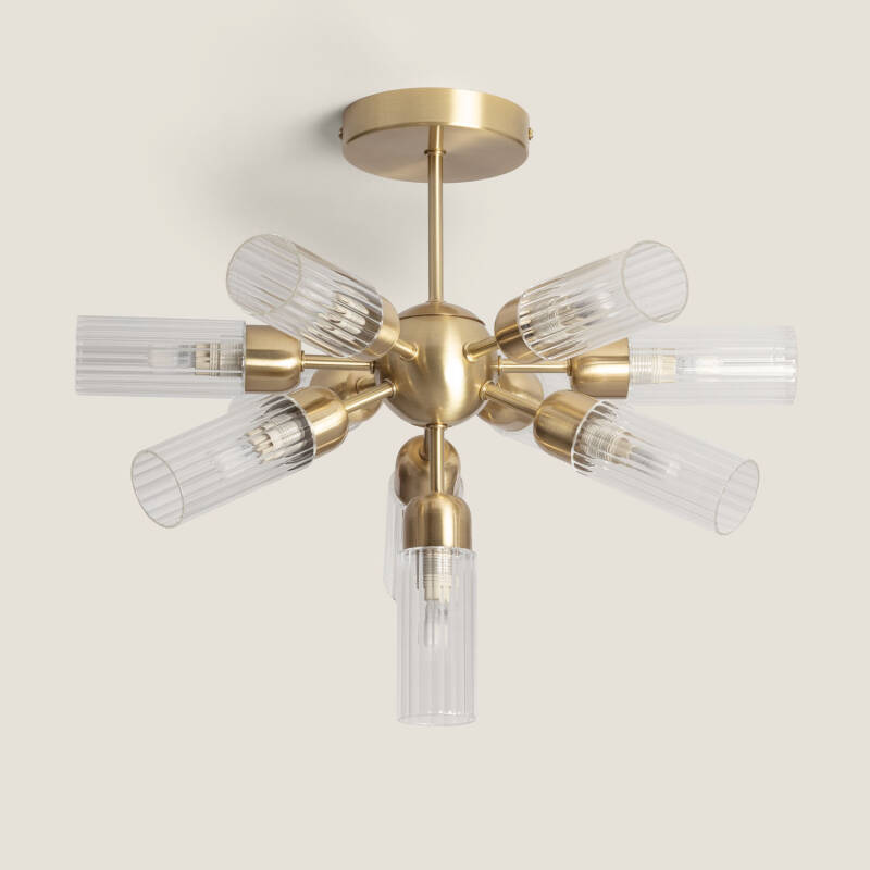 Immagine di Lampada da Soffitto Metallo e Vetro 10 Lampadine Iraide