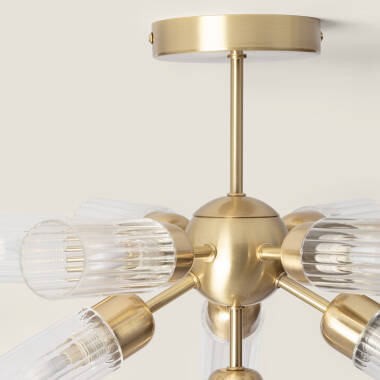 Immagine di Lampada da Soffitto Metallo e Vetro 10 Lampadine Iraide