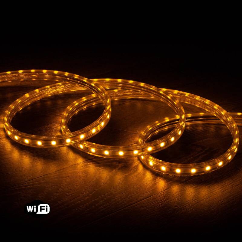 Afbeelding van LED Strip  Wifi 220V AC 60 LED/m Geel Ambar IP65 op maat Knipbaar om de 100cm en 14 mm Breed