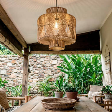 Bild von Pendelleuchte Rattan Außen Oia