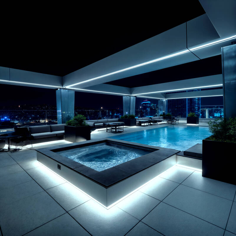 Immagine di Bobina 50m Striscia LED Neon Regolabile 220V Bianco Freddo Semicircolare 180 7,5W/m IP67 Taglio 100cm