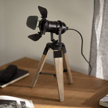 Tischlampe aus Holz und Metall Cinema Kurangna XS