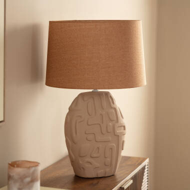 Lampe à Poser Céramique et Lin Surab