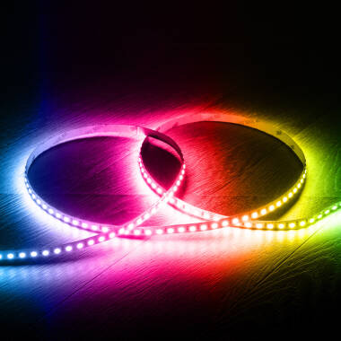 Ruban LED 24V RGB SMD 120 LED/m 5m 9W/m Largeur 8mm Coupe 5cm IP20