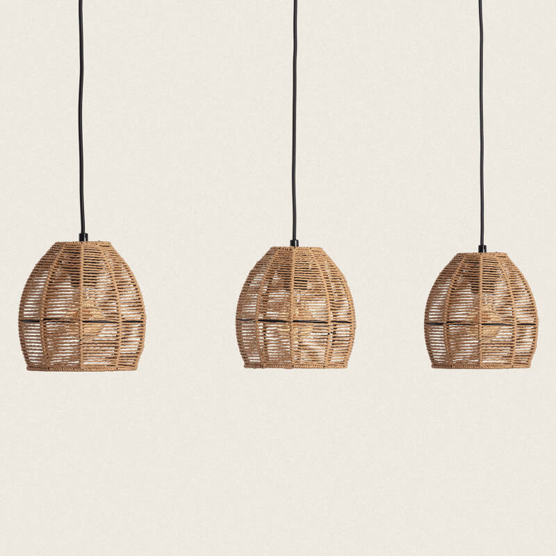 Image of Mahali Braided Paper Three Spotlight Pendant Lamp