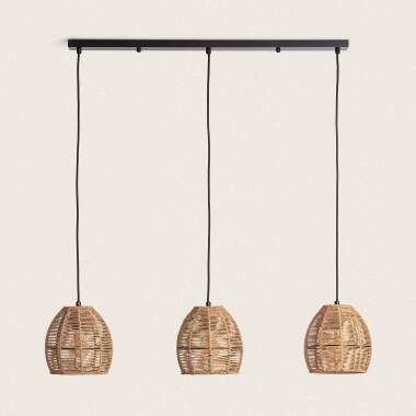 Image of Mahali Braided Paper Three Spotlight Pendant Lamp