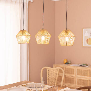 Image of Kirito Braided Paper Three Spotlight Pendant Lamp