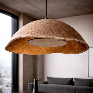 Lampada a Sospensione Cartapesta Metallo Pietra Orfalu