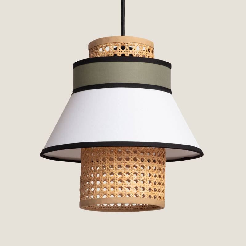 Image de Suspension Tissu et Rotin Kufila