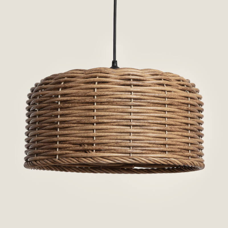 Afbeelding van Buitenhanglamp met rotan-Effect Léa Drum