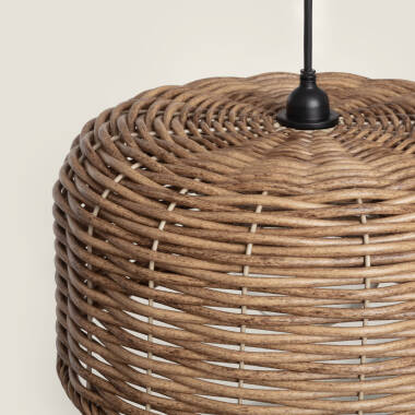 Afbeelding van Buitenhanglamp met rotan-Effect Léa Drum
