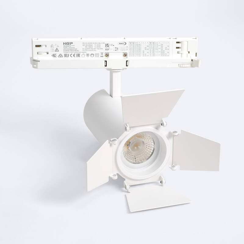 Image de Spot LED Fasano Cinema Cylindre Biseau 30W pour Rail Triphasé CCT Sélectionnable Dimmable DALI Blanc