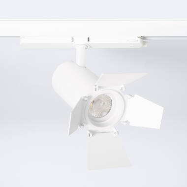 Spot LED Fasano Cinema Cylindre Biseau 30W pour Rail Triphasé CCT Sélectionnable Dimmable DALI Blanc