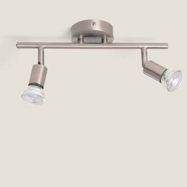 Lampada da Soffitto Orientabile Alluminio 2 Faretti Argento Oasis