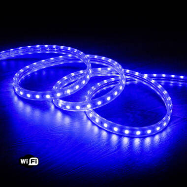 LED Strip Smart Wifi 220V AC 60 LED/m Blauw IP65 op maat Knipbaar om de 100cm 14 mm Breed