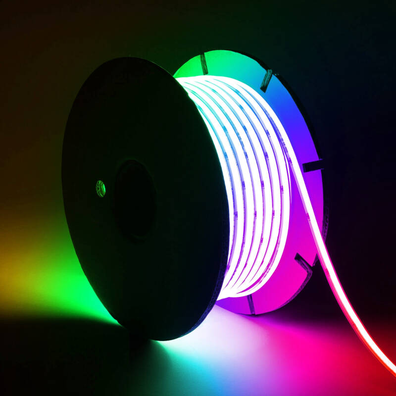 Bild von LED Streifen RGB 220V WCOB 420LED/m ROLLE 50m 15W/m SILICONE FLEX Breite 12mm IP65 Schnitt 50cm