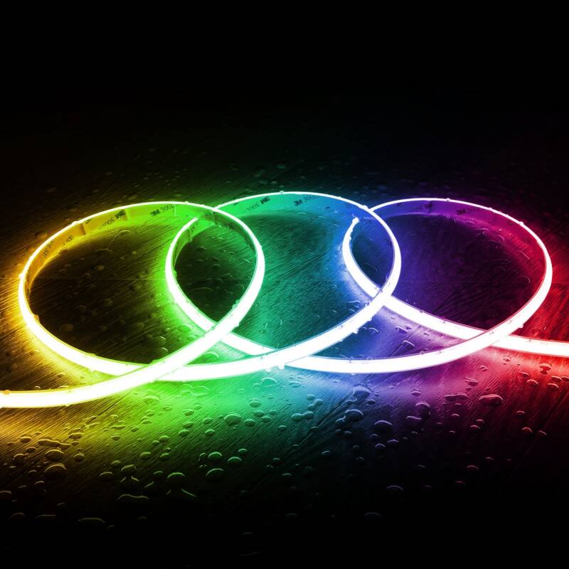 Image de Ruban LED RGB 220V WCOB 420 LED/m 15W/m SILICONE FLEX Largeur 12 mm IP65 Coupe 50cm sur Mesure