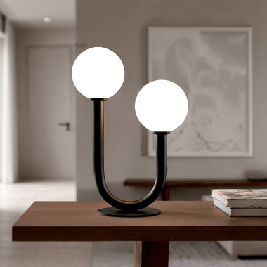 Tischlampe aus Metall und Glas Zeina