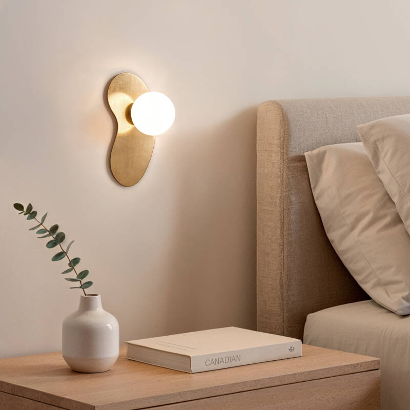 Bild von Wandlampe Metall und Glas Leaton