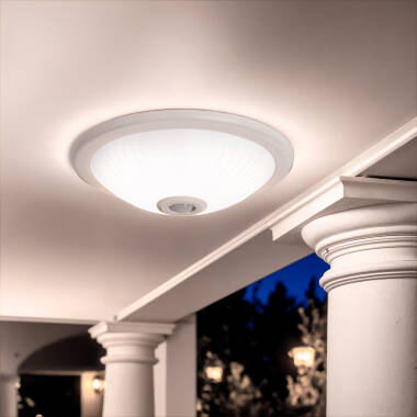Round x2 E27 LED Ceiling Panel with PIR Movement & Twilight Sensor