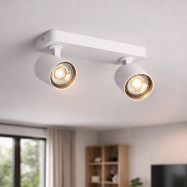 Image de Plafonnier Orientable Aluminium 2 Spots Blanc Cora