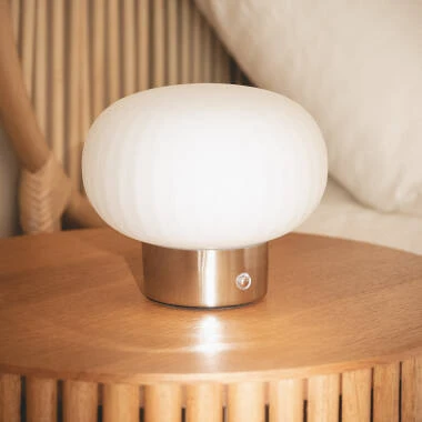 Lampe à Poser LED Métal et Verre Portable Extérieur avec Batterie USB Rechargeable Aluzna