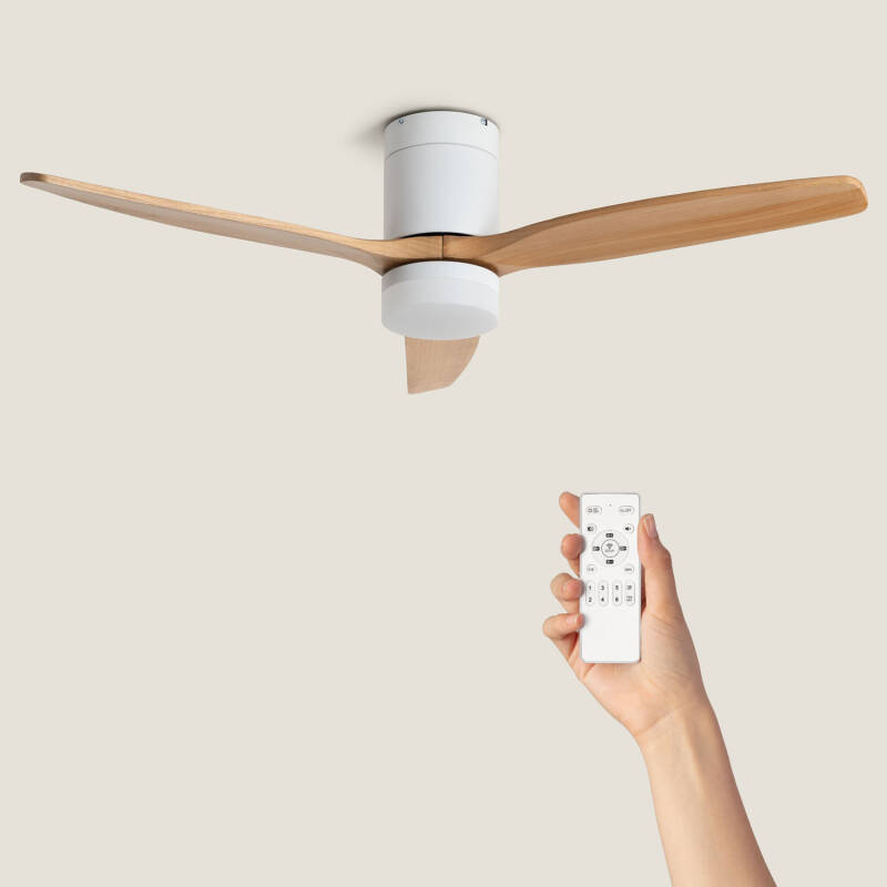 Bild von Deckenventilator mit Licht, geräuscharm, DC, Holzflügel, Leros