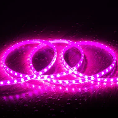 Ruban LED Dimmable 220V SMD 60 LED/m Rose 5W/m Largeur 12mm Coupe 100cm IP65 Sur mesure