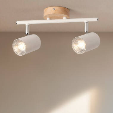 Plafonnier Orientable Bois 2 Spots Olmo