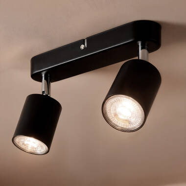 Plafonnier Orientable Métal 2 Spots Albus Black Large