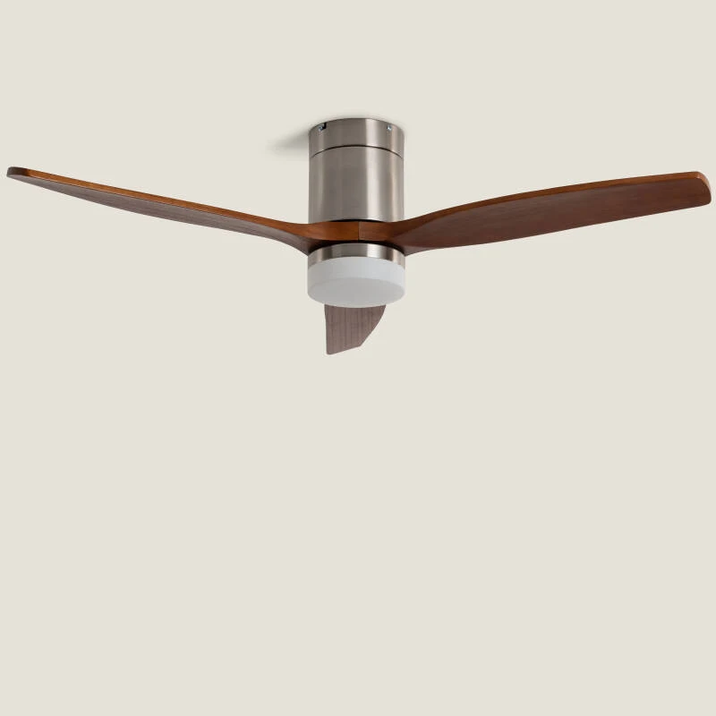 Image of Leros Silent Ceiling Fan with Light DC Motor & Wood Blades