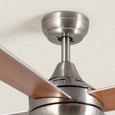 Image of Navy Wooden LED Ceiling Fan 110cm 