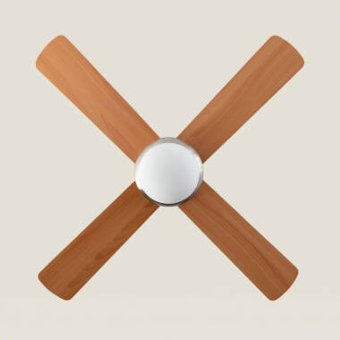 Image of Navy Wooden LED Ceiling Fan 110cm 