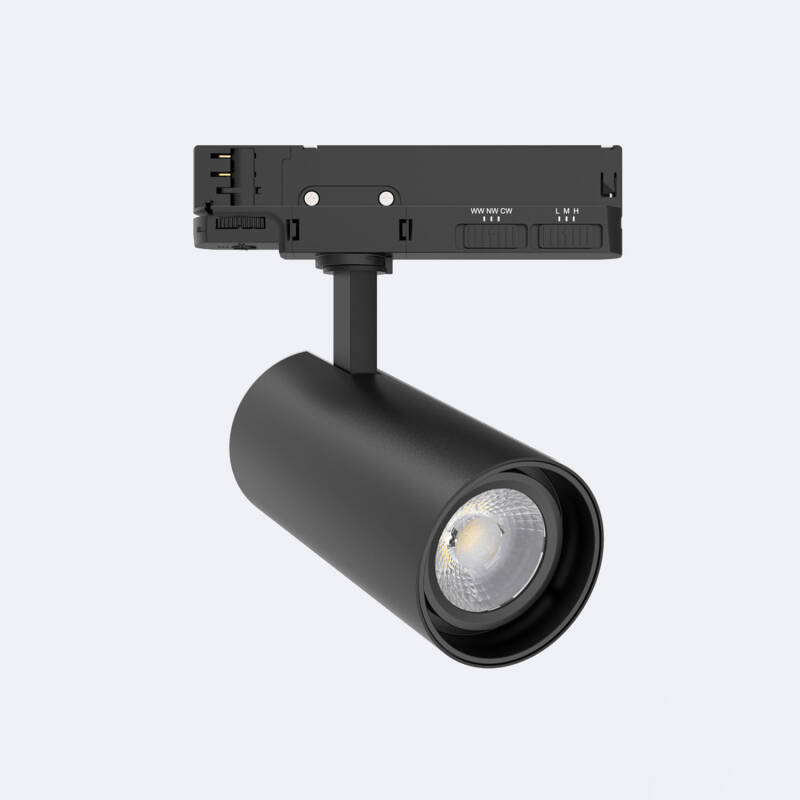 Image de Spot LED sur Rail Triphasé 30W Fasano CCT Sélectionnable Dimmable DALI Noir